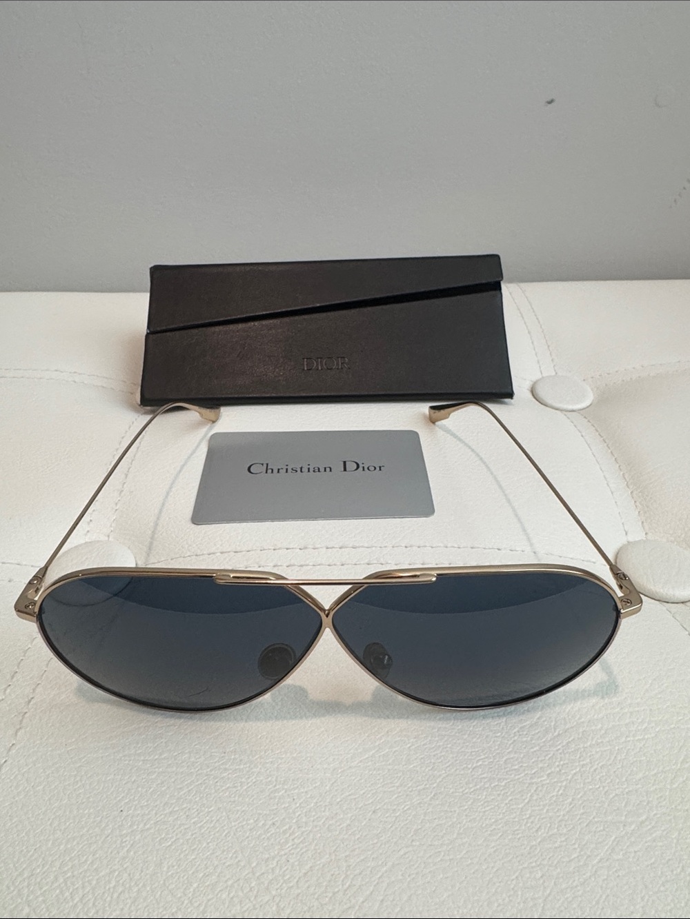 Dior Gold Metal Aviator Sunglasses with Black Lenses